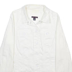 TOMMY HILFIGER Womens White Cotton Blend Button Jacket M Cotton Blend Plain
