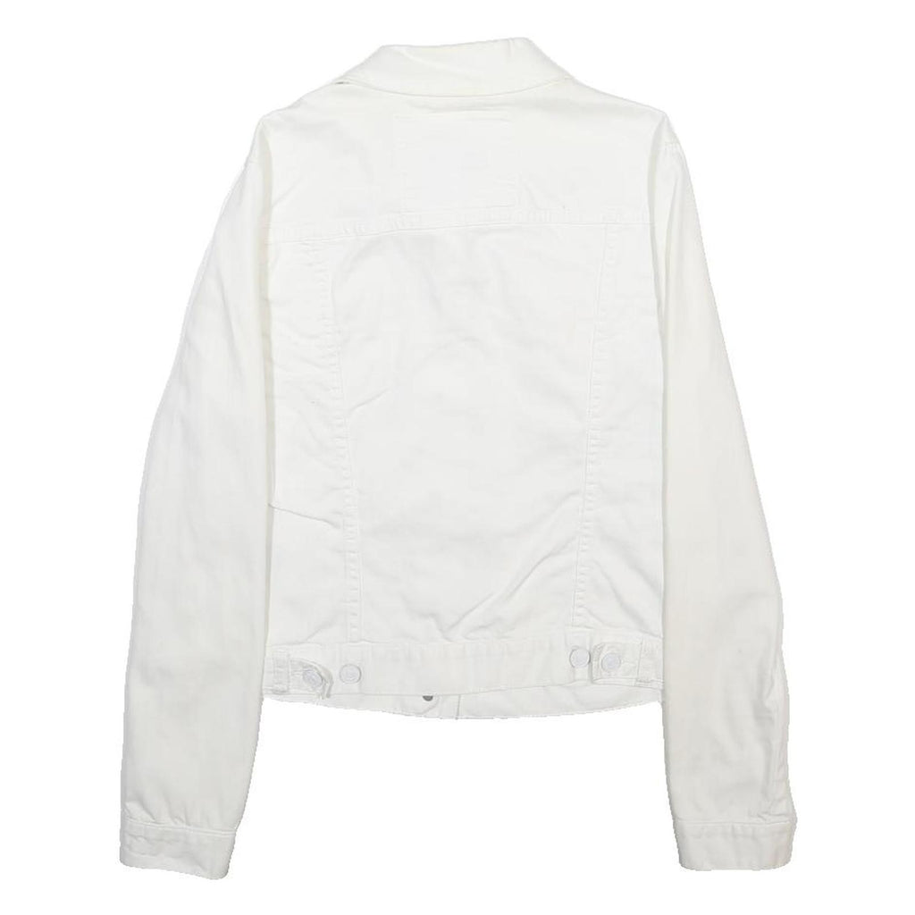 TOMMY HILFIGER Womens White Cotton Blend Button Jacket M Cotton Blend Plain
