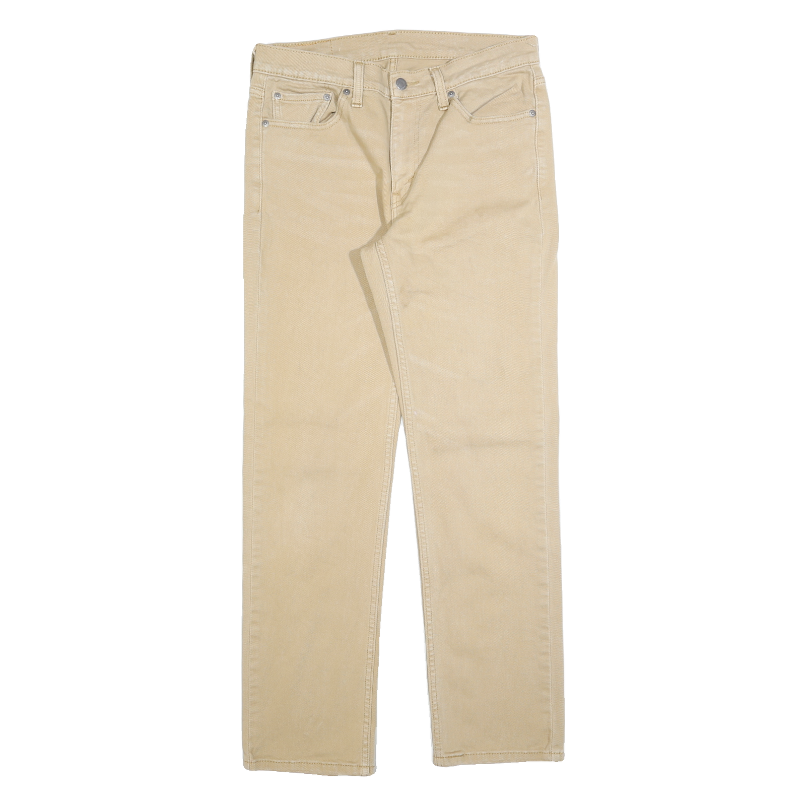 LEVI'S Mens Cotton Blend Beige Regular Straight Trousers W30 L30 Classic Zip