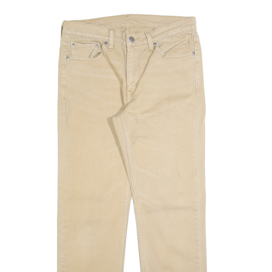 LEVI'S Mens Cotton Blend Beige Regular Straight Trousers W30 L30 Classic Zip