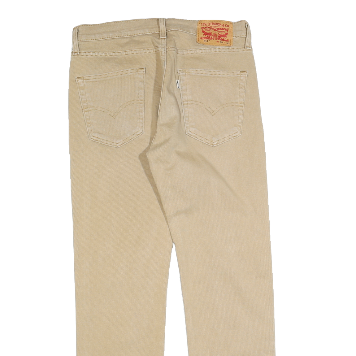 LEVI'S Mens Cotton Blend Beige Regular Straight Trousers W30 L30 Classic Zip