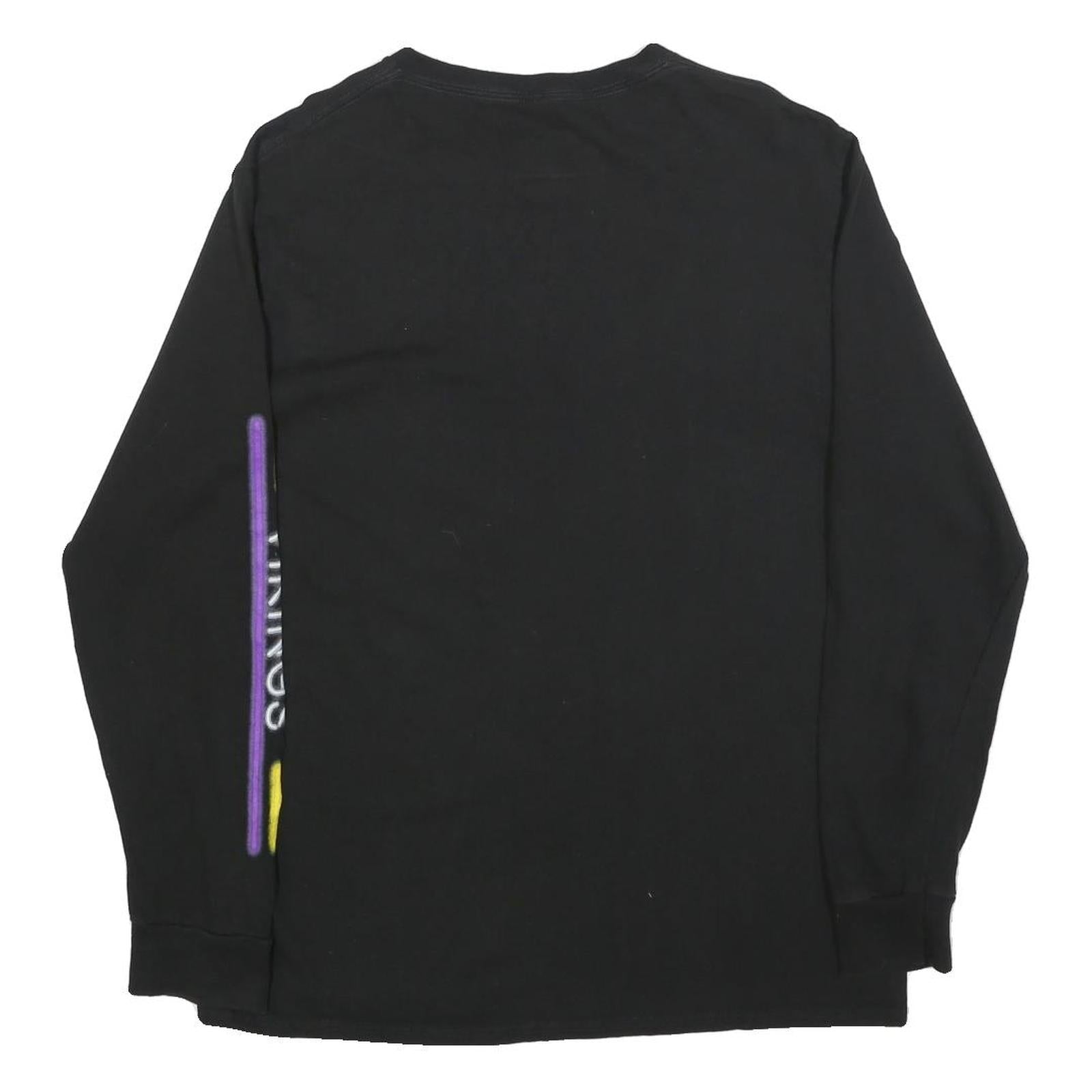 MAJESTIC Mens Black Graphic Long Sleeve Crew Neck T-Shirt L Viking Logo