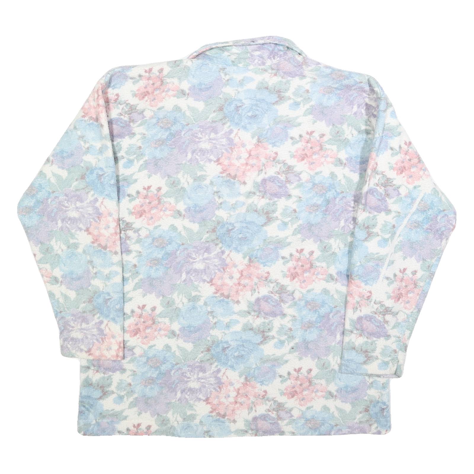 NO EXCUSES Womens Cream Floral Patterned Jumper Round Neck Basic Knit S