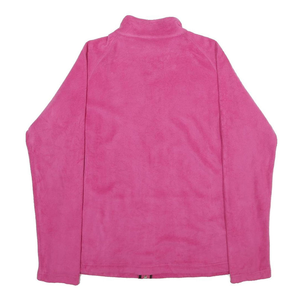 REEBOK Womens Pink & Black Zip Jacket L Polyester Blend Fleece Casual Activewear