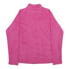 REEBOK Womens Pink & Black Zip Jacket L Polyester Blend Fleece Casual Activewear