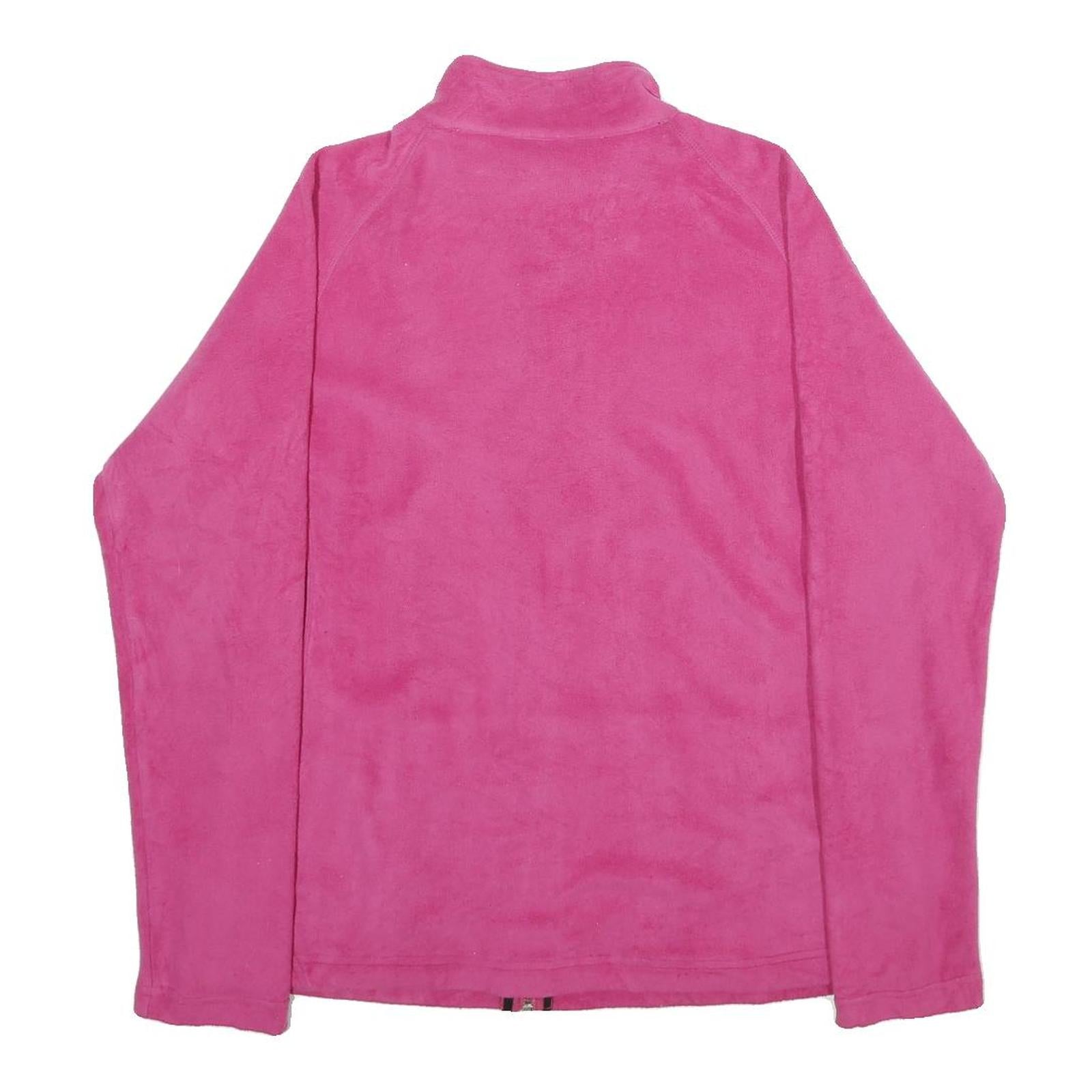 REEBOK Womens Pink & Black Zip Jacket L Polyester Blend Fleece Casual Activewear