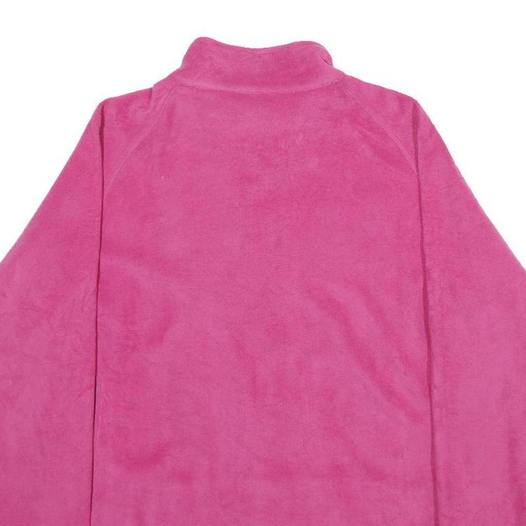 REEBOK Womens Pink & Black Zip Jacket L Polyester Blend Fleece Casual Activewear
