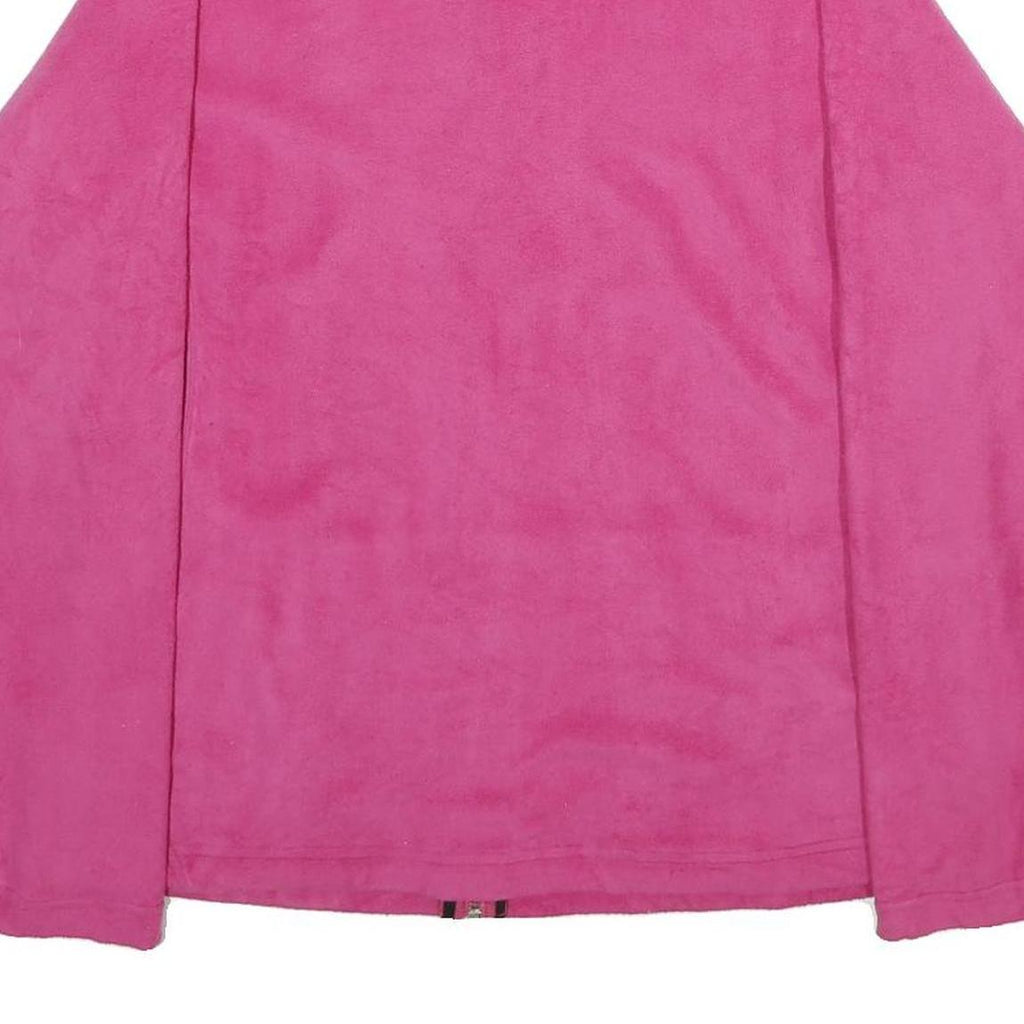 REEBOK Womens Pink & Black Zip Jacket L Polyester Blend Fleece Casual Activewear