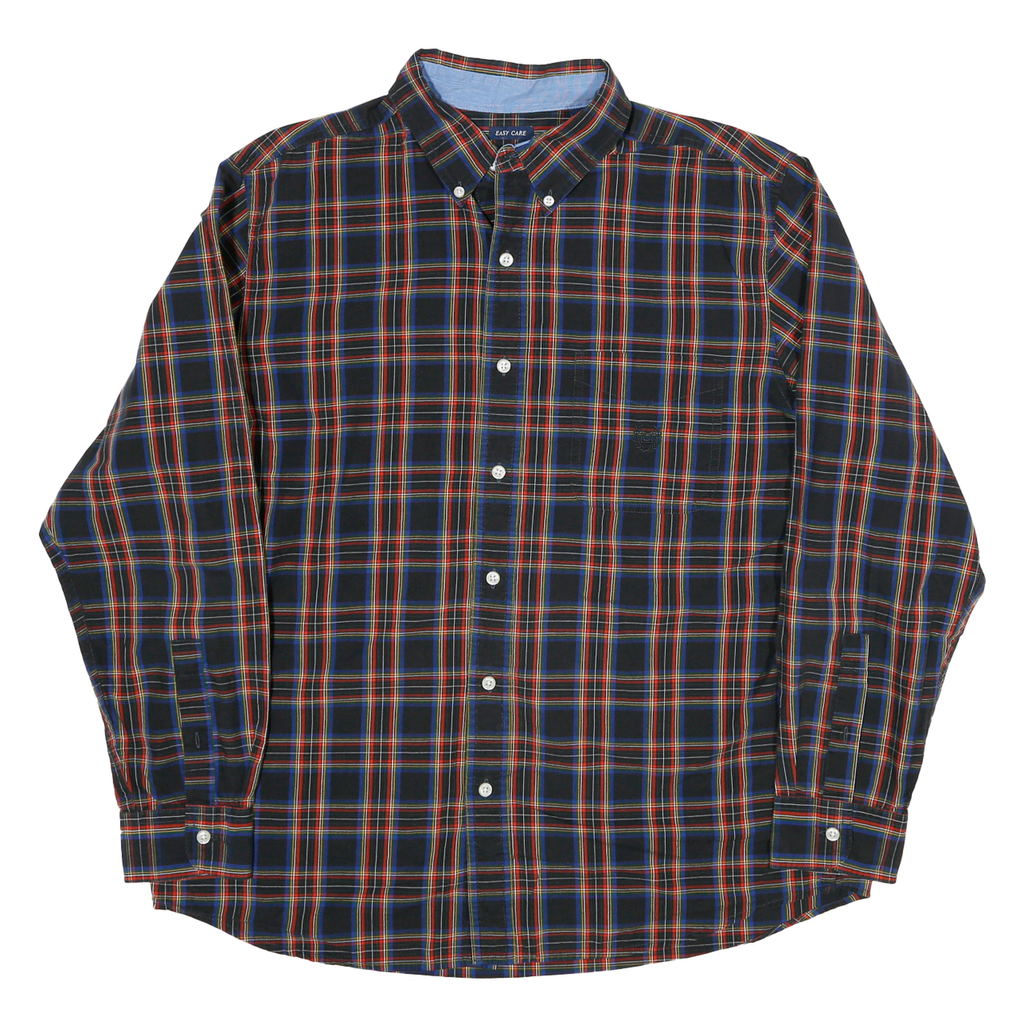 CHAPS Mens Black & Red Check Shirt L Button Down Collar Long Sleeve Cotton
