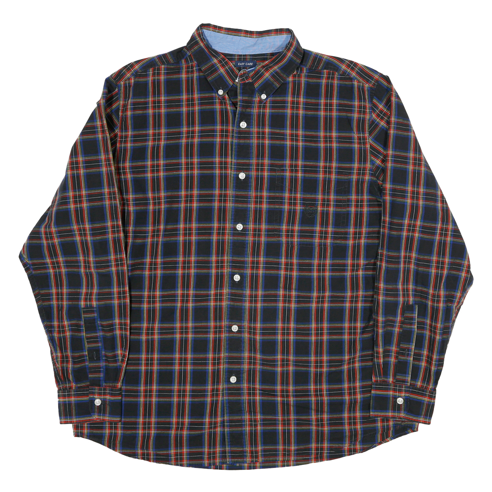 CHAPS Mens Black & Red Check Shirt L Button Down Collar Long Sleeve Cotton