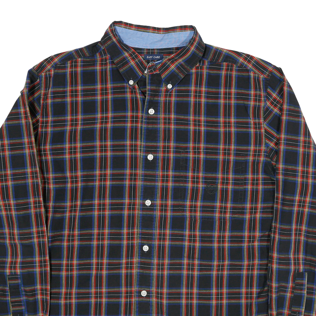 CHAPS Mens Black & Red Check Shirt L Button Down Collar Long Sleeve Cotton