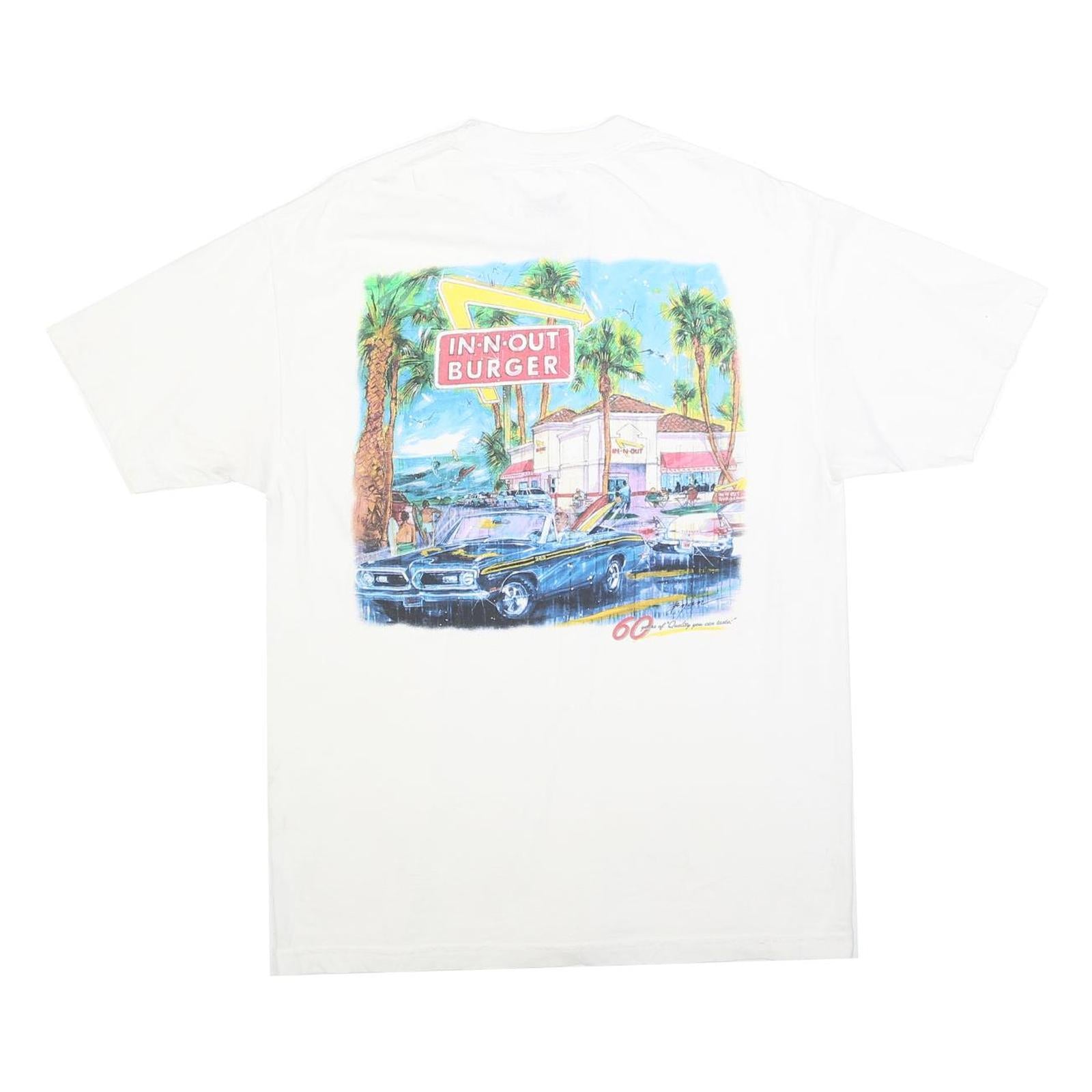 IN-N-OUT BURGER Mens White Graphic T-Shirt L Short Sleeve Crew Neck Casual