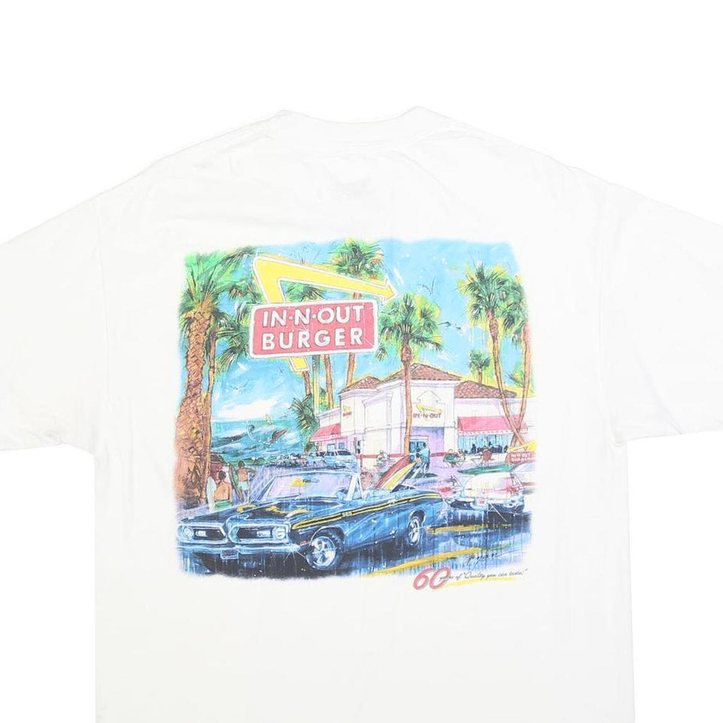 IN-N-OUT BURGER Mens White Graphic T-Shirt L Short Sleeve Crew Neck Casual