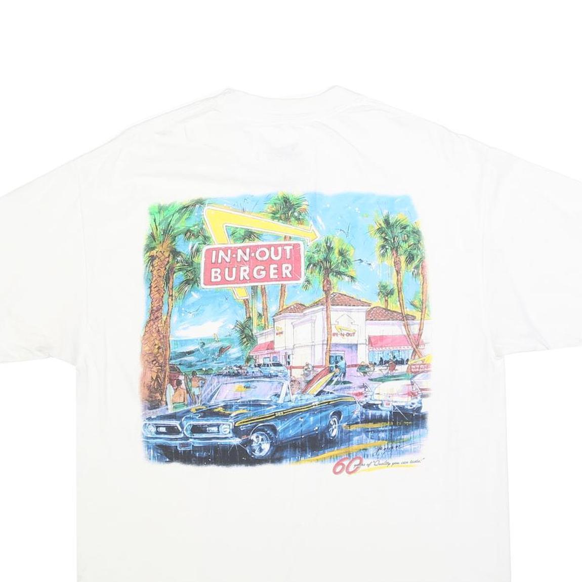 IN-N-OUT BURGER Mens White Graphic T-Shirt L Short Sleeve Crew Neck Casual