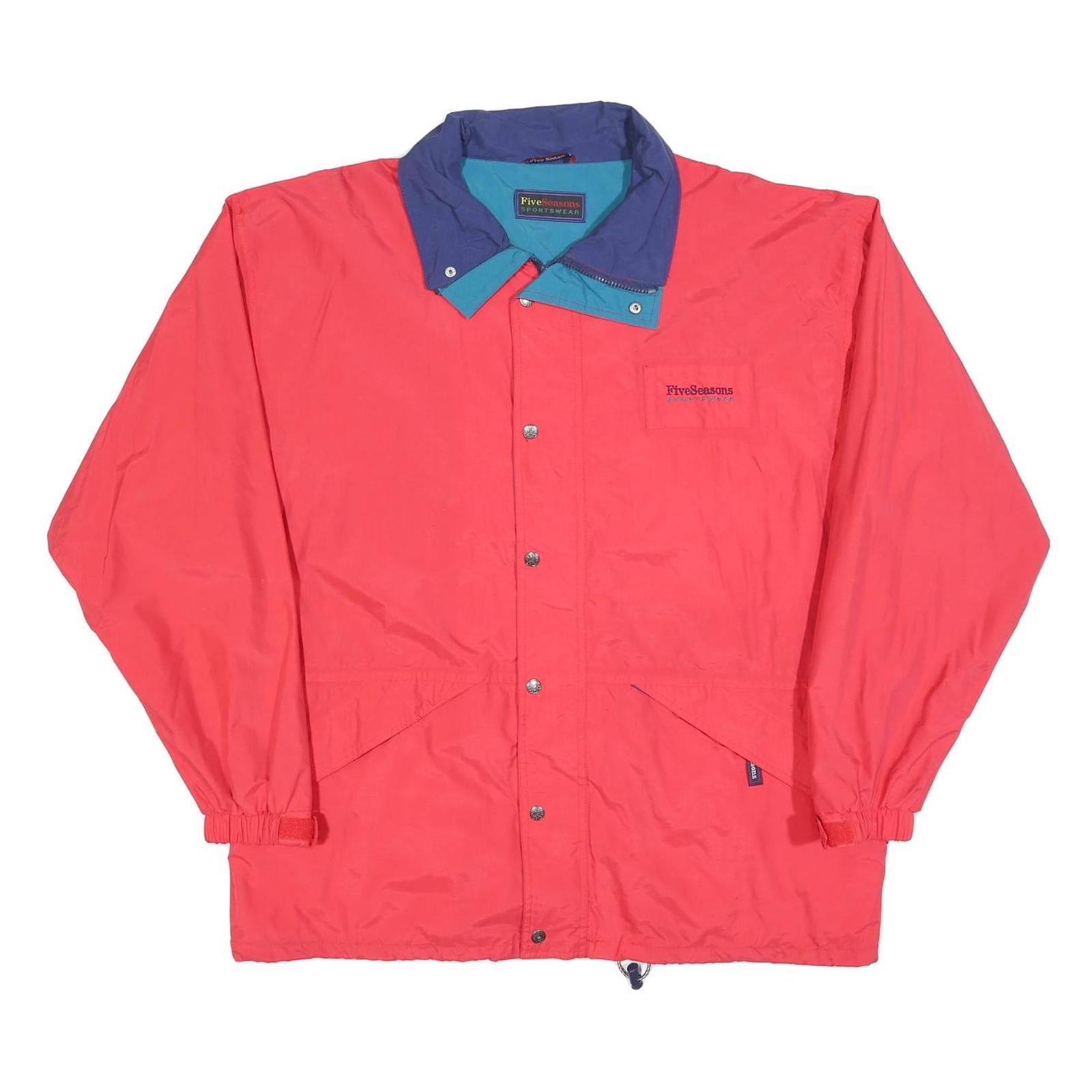 FIVE SEASONS Mens Red & Blue Outdoor Jacket XL Polyester Blend Plain Zip