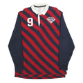 OLD NAVY Mens Blue & Red Striped Long Sleeve Rugby Polo Shirt L Casual Cotton