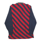 OLD NAVY Mens Blue & Red Striped Long Sleeve Rugby Polo Shirt L Casual Cotton