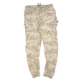 FSBN Mens Cotton Blend Beige Camouflage Slim Cargo Trousers W30 L30 Casual Urban