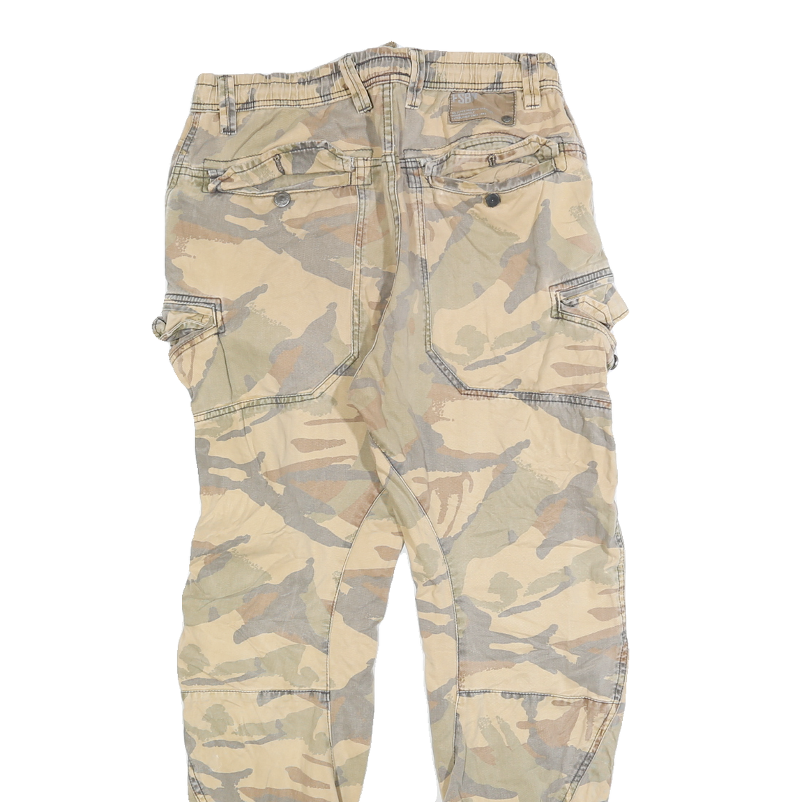 FSBN Mens Cotton Blend Beige Camouflage Slim Cargo Trousers W30 L30 Casual Urban