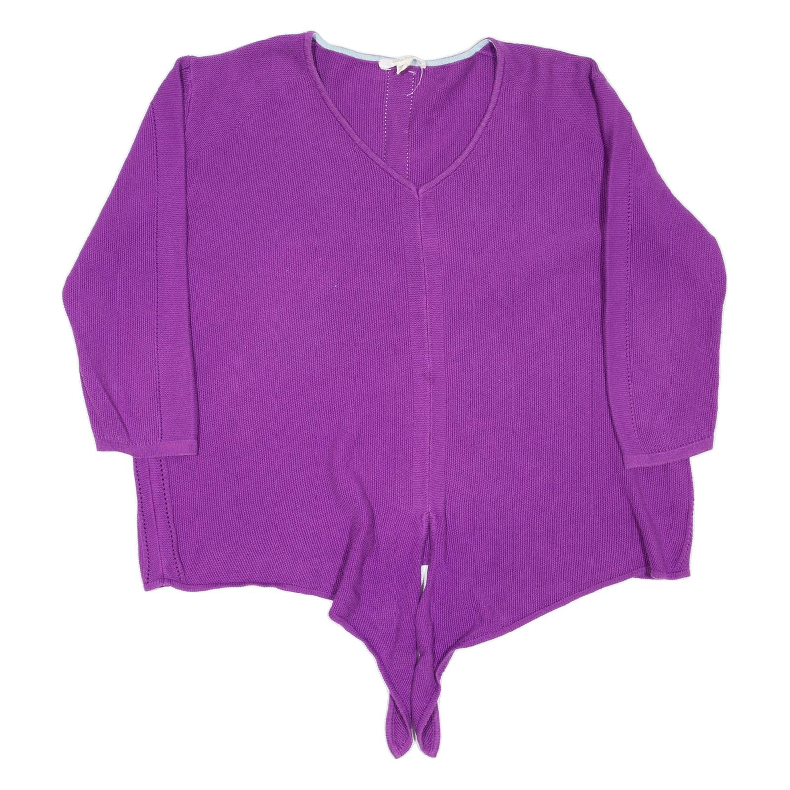 WHITE STUFF Womens Jumper Purple Tight Knit 3/4 Sleeve UK 12
