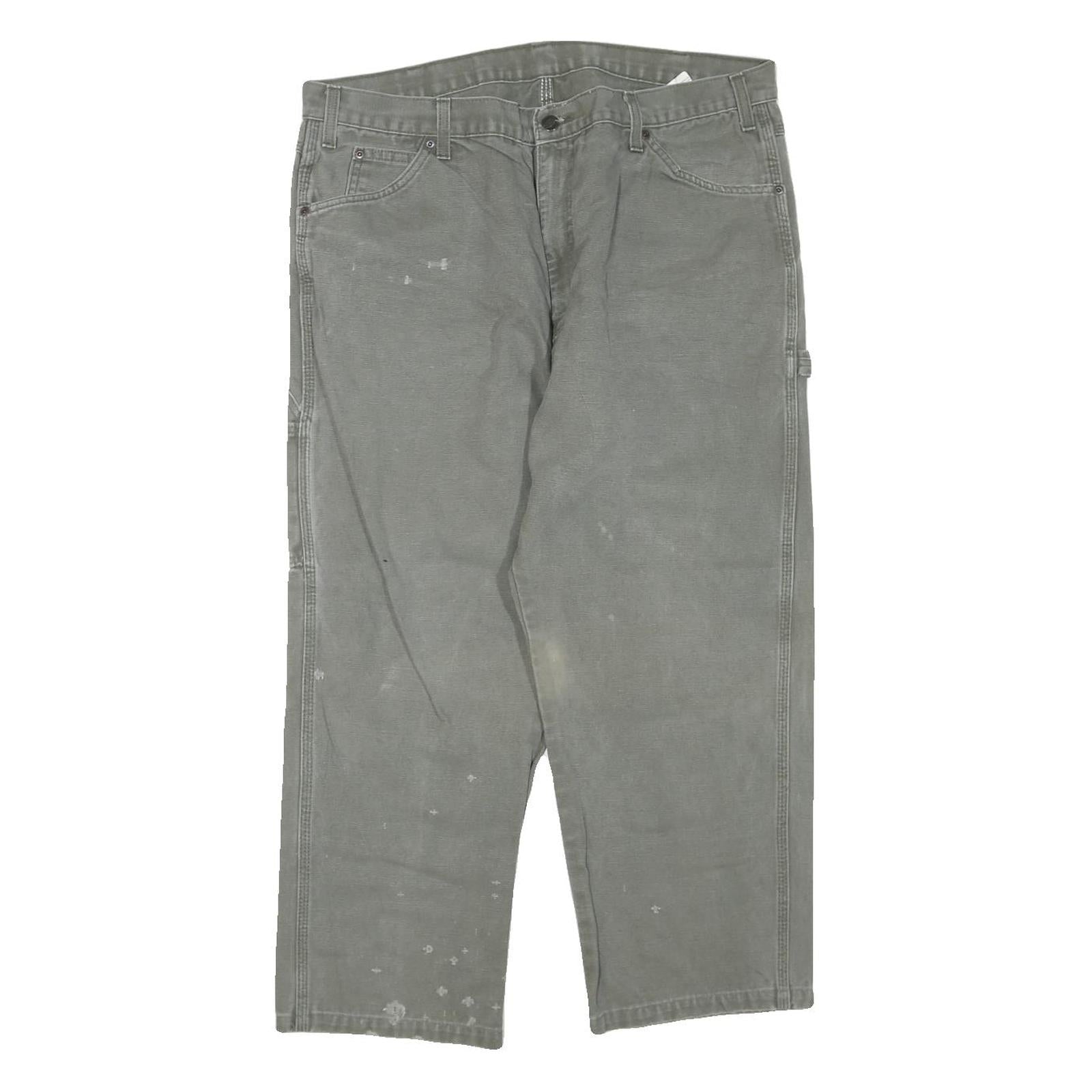 DICKIES Mens Regular Fit Straight Leg Denim Grey Cotton Blend W38 L23 Workwear