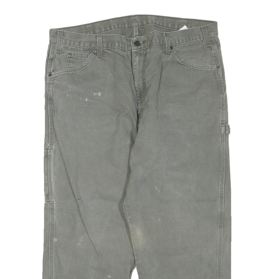 DICKIES Mens Regular Fit Straight Leg Denim Grey Cotton Blend W38 L23 Workwear