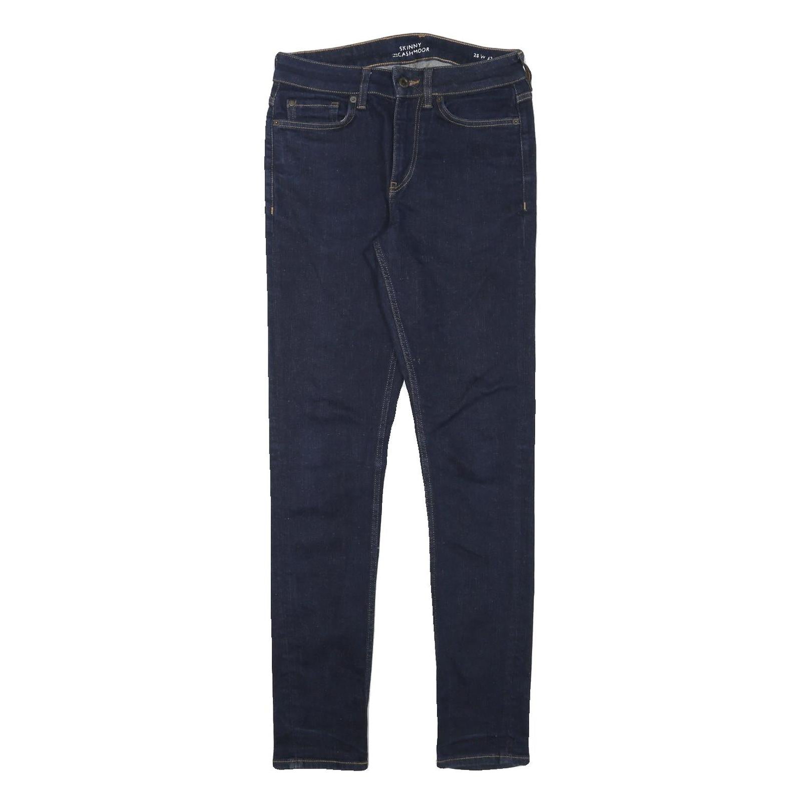 JACK WILLS Mens Slim Skinny Denim Dark Blue Cotton Blend Zip W28 L32 Stretch