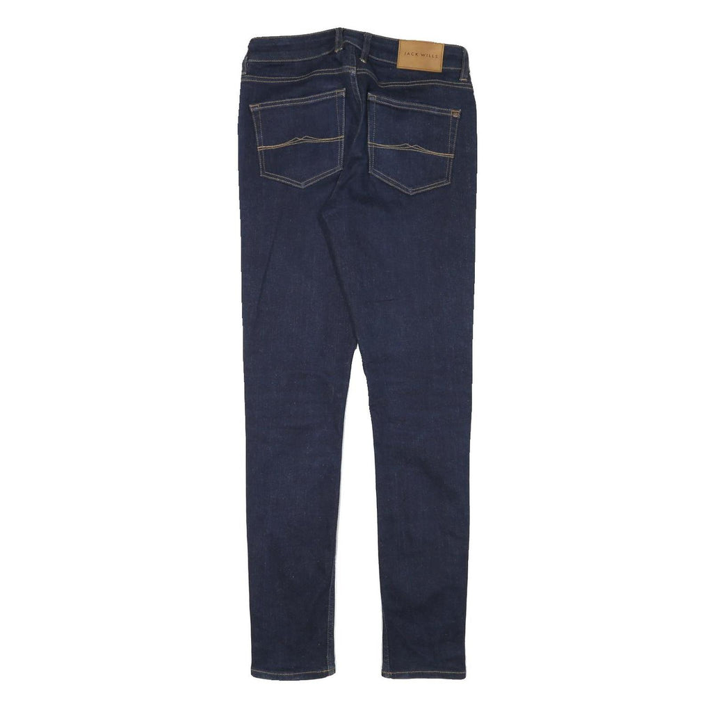 JACK WILLS Mens Slim Skinny Denim Dark Blue Cotton Blend Zip W28 L32 Stretch