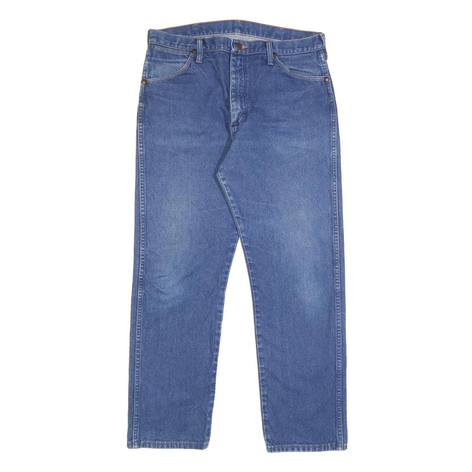 WRANGLER Mens Regular Blue Denim Jeans W33 L30 Classic Zip Closure