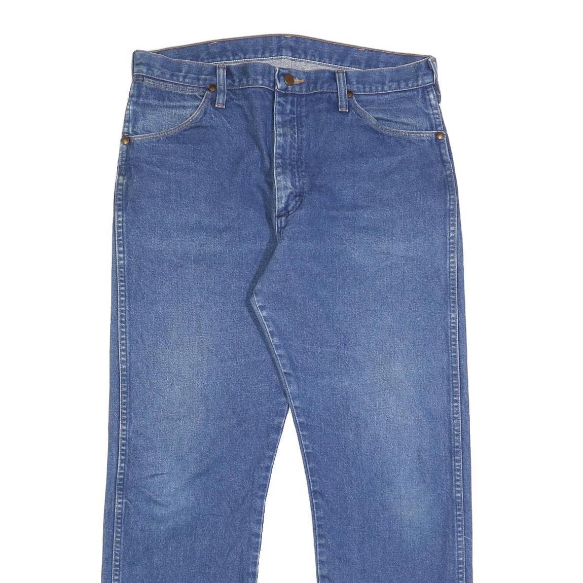 WRANGLER Mens Regular Blue Denim Jeans W33 L30 Classic Zip Closure