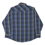 WRANGLER Mens Blue & Grey Plaid Western Shirt L Cotton Blend Classic Fit