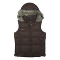 COLUMBIA Womens Brown Nylon Puffer Jacket S Zip Hooded Sleeveless Winter