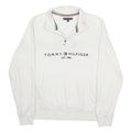 TOMMY HILFIGER Mens White 1/4 Zip XL Cotton Sweatshirt Pullover Casual