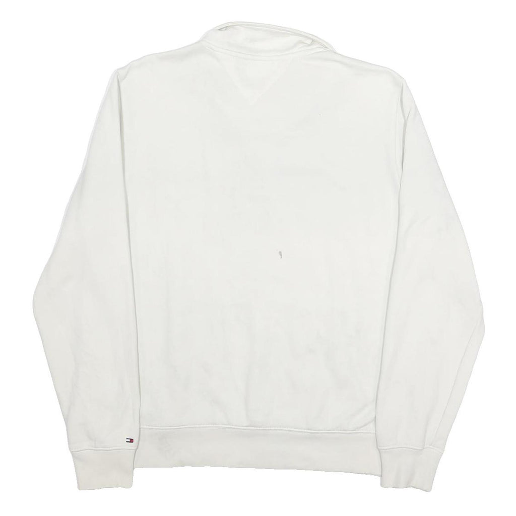 TOMMY HILFIGER Mens White 1/4 Zip XL Cotton Sweatshirt Pullover Casual