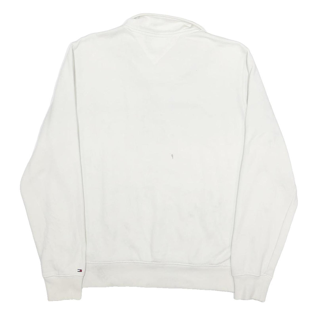 TOMMY HILFIGER Mens White 1/4 Zip XL Cotton Sweatshirt Pullover Casual