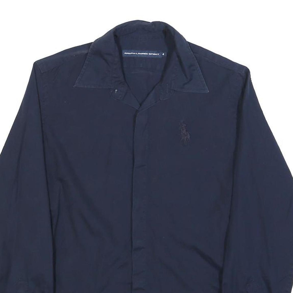 RALPH LAUREN SPORT Womens Blue Slim Shirt S Classic Embroidered Logo Button