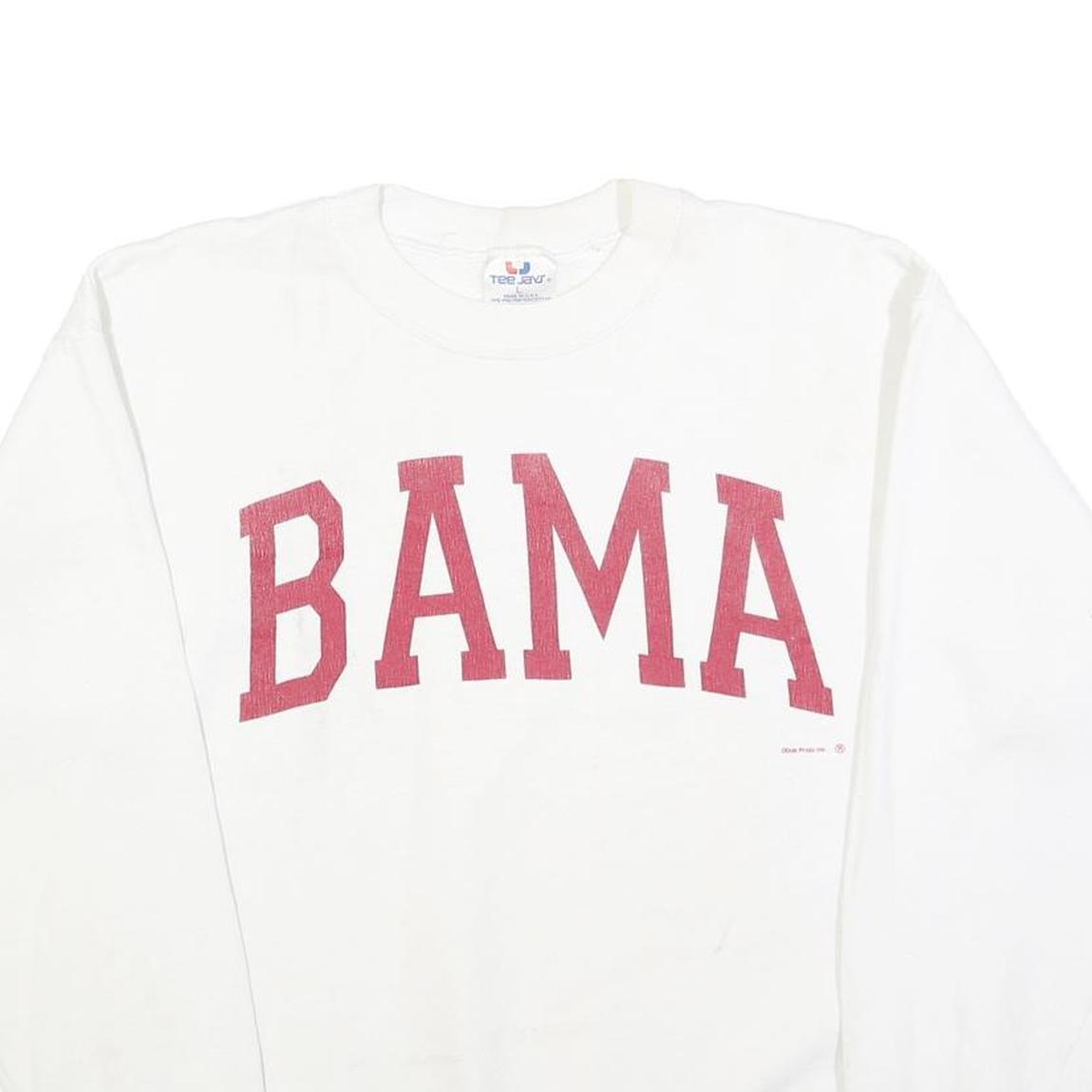 TEE JAYS Womens White BAMA Crew Neck L Cotton Blend Sweatshirt Casual