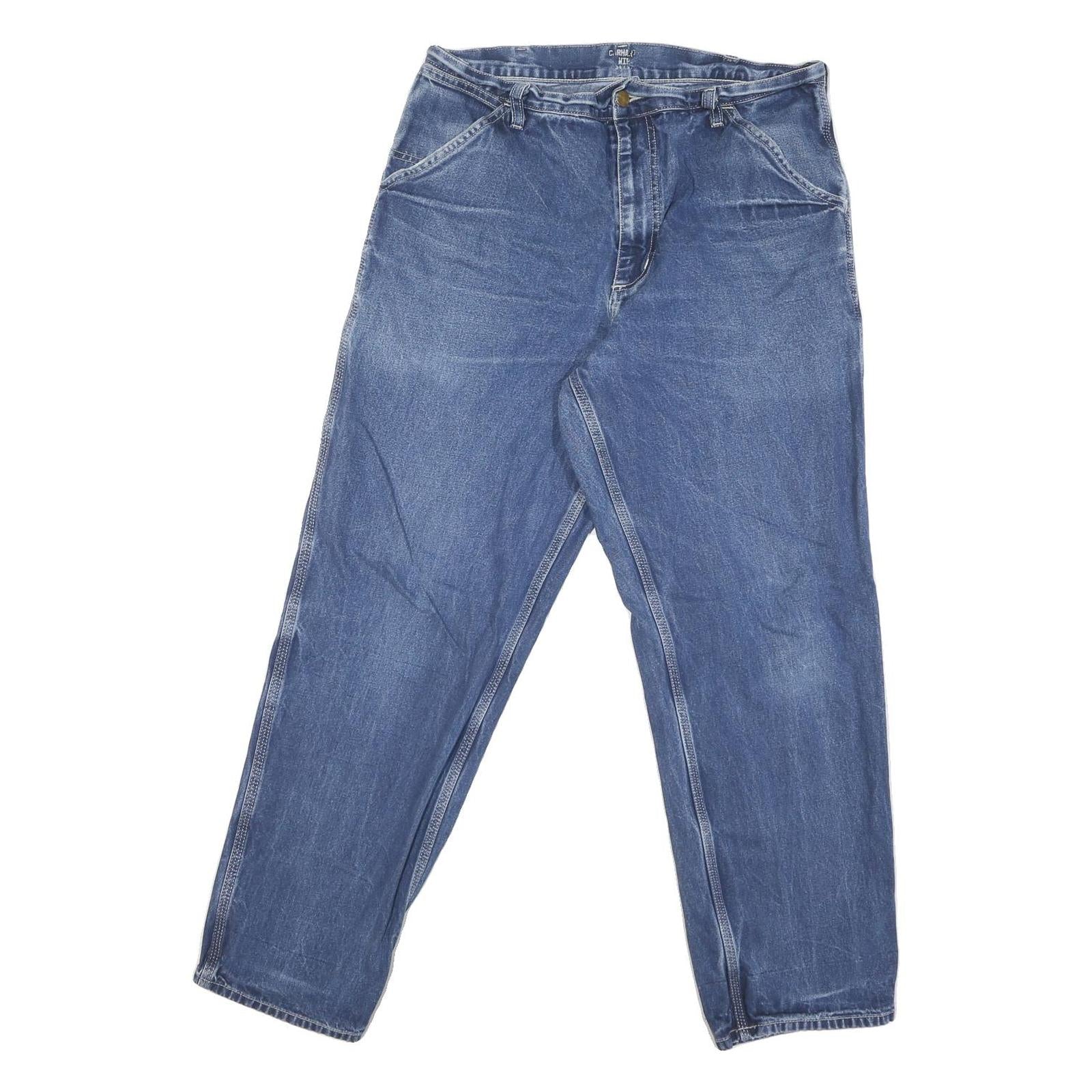 CARHARTT Mens Regular Fit Blue Denim Jeans W34 L29 Classic Cotton Zip Closure