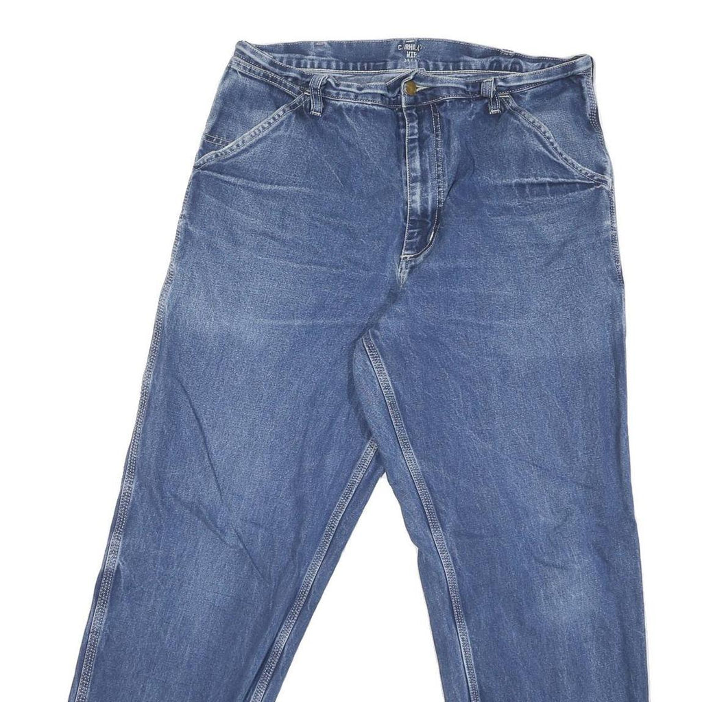 CARHARTT Mens Regular Fit Blue Denim Jeans W34 L29 Classic Cotton Zip Closure