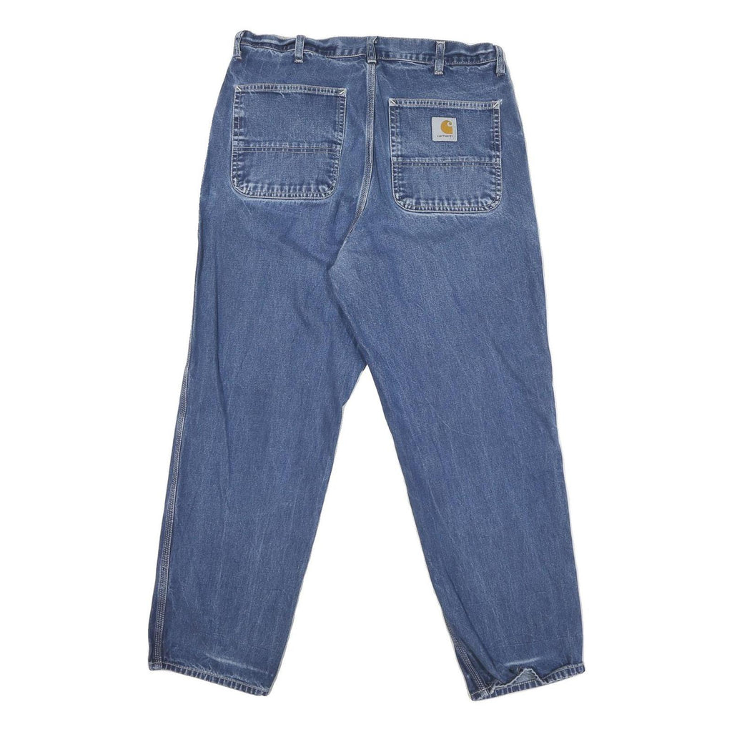 CARHARTT Mens Regular Fit Blue Denim Jeans W34 L29 Classic Cotton Zip Closure