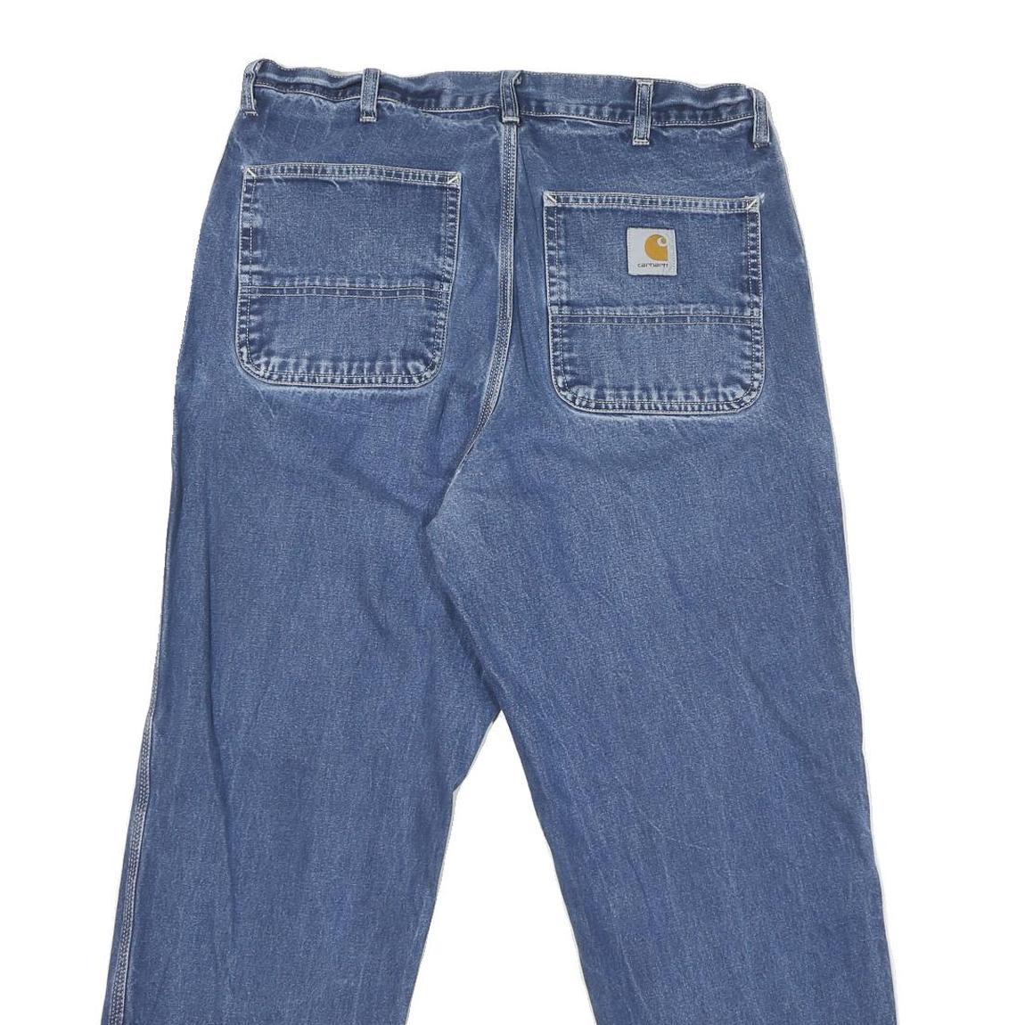 CARHARTT Mens Regular Fit Blue Denim Jeans W34 L29 Classic Cotton Zip Closure