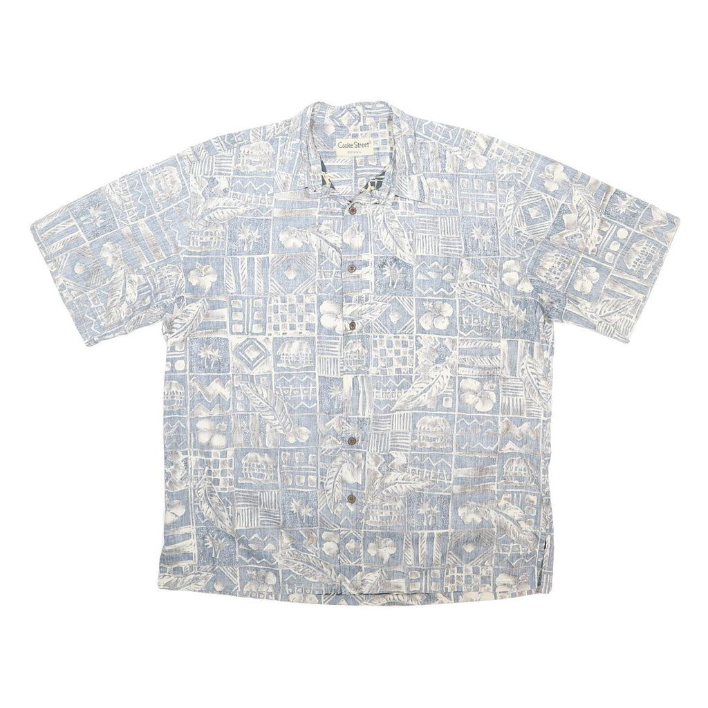 COOKE STREET Mens Blue & White Patterned Shirt L Casual Button Front Summer