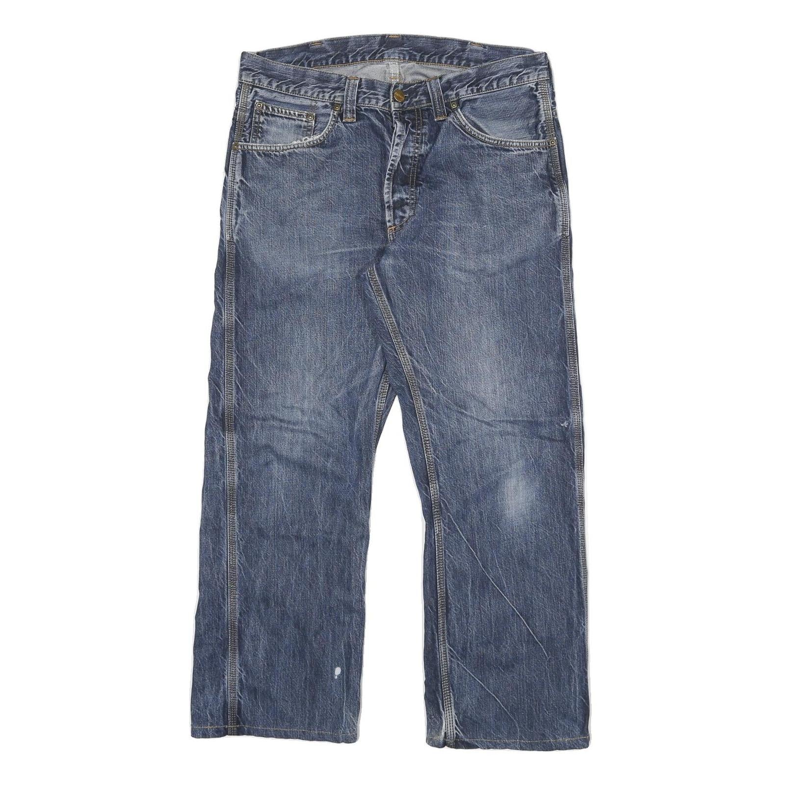 CARHARTT Mens Blue Regular Fit Straight Denim Jeans W32 L26 Button Closure