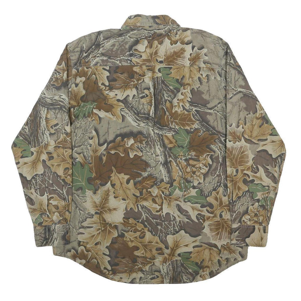 WRANGLER Mens Green & Brown Camouflage Pattern Shirt L Rugged Wear Outdoor