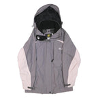 JACK WOLFSKIN Womens Grey & Pink Outdoor Jacket S Polyester Blend Zip Hooded