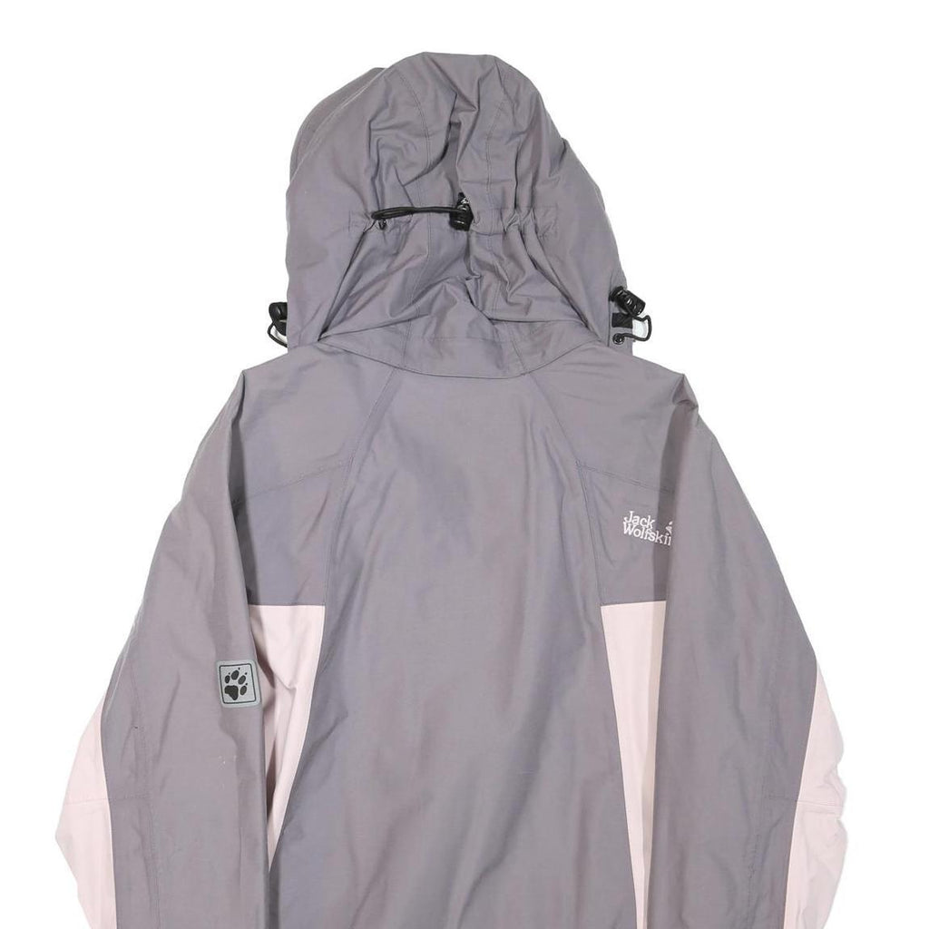 JACK WOLFSKIN Womens Grey & Pink Outdoor Jacket S Polyester Blend Zip Hooded