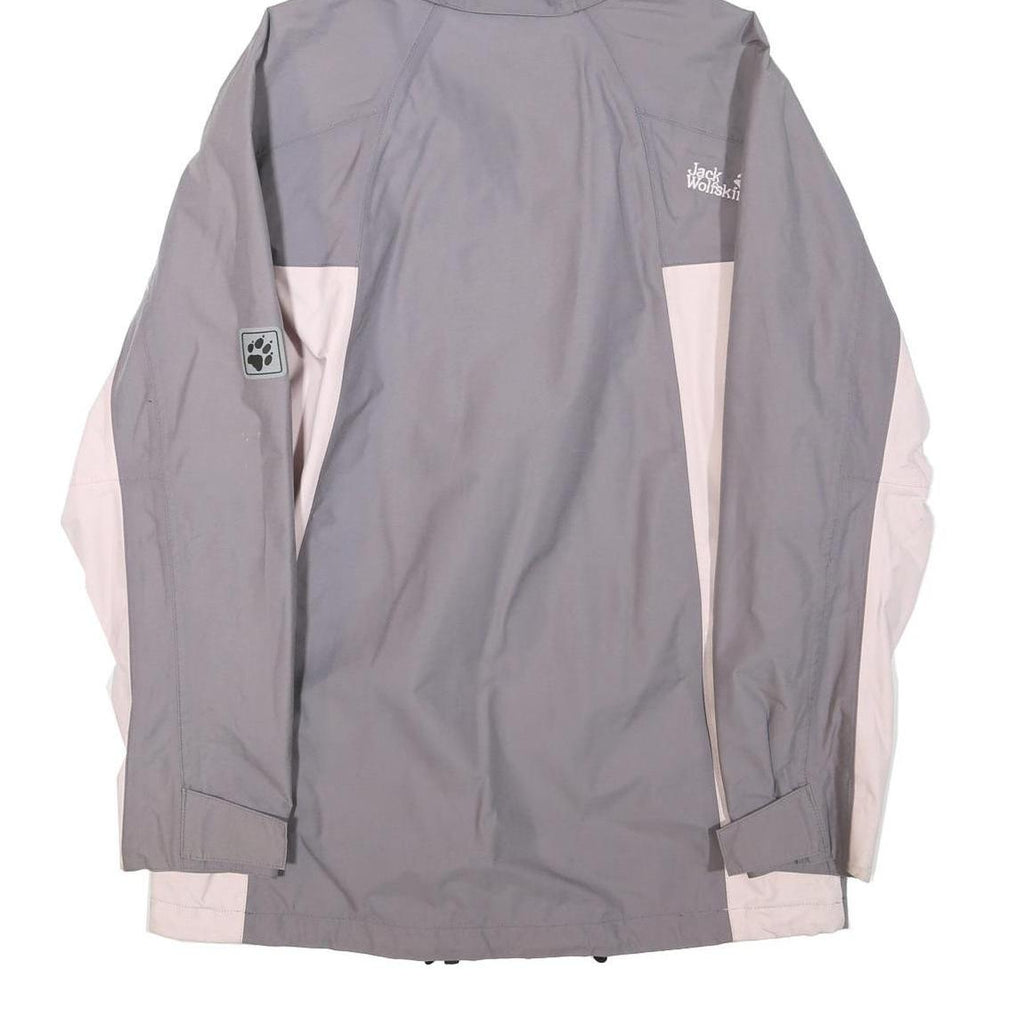 JACK WOLFSKIN Womens Grey & Pink Outdoor Jacket S Polyester Blend Zip Hooded