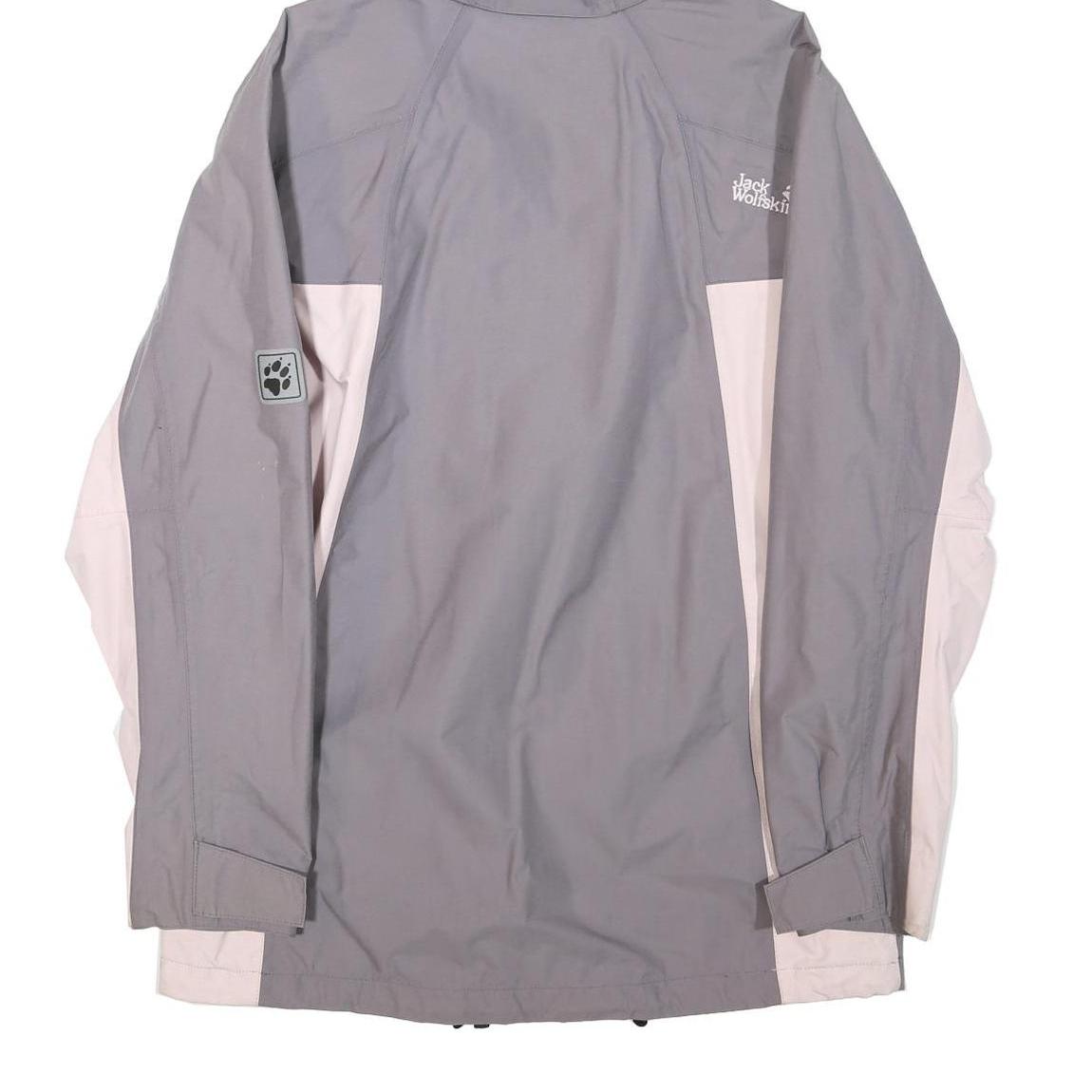 JACK WOLFSKIN Womens Grey & Pink Outdoor Jacket S Polyester Blend Zip Hooded
