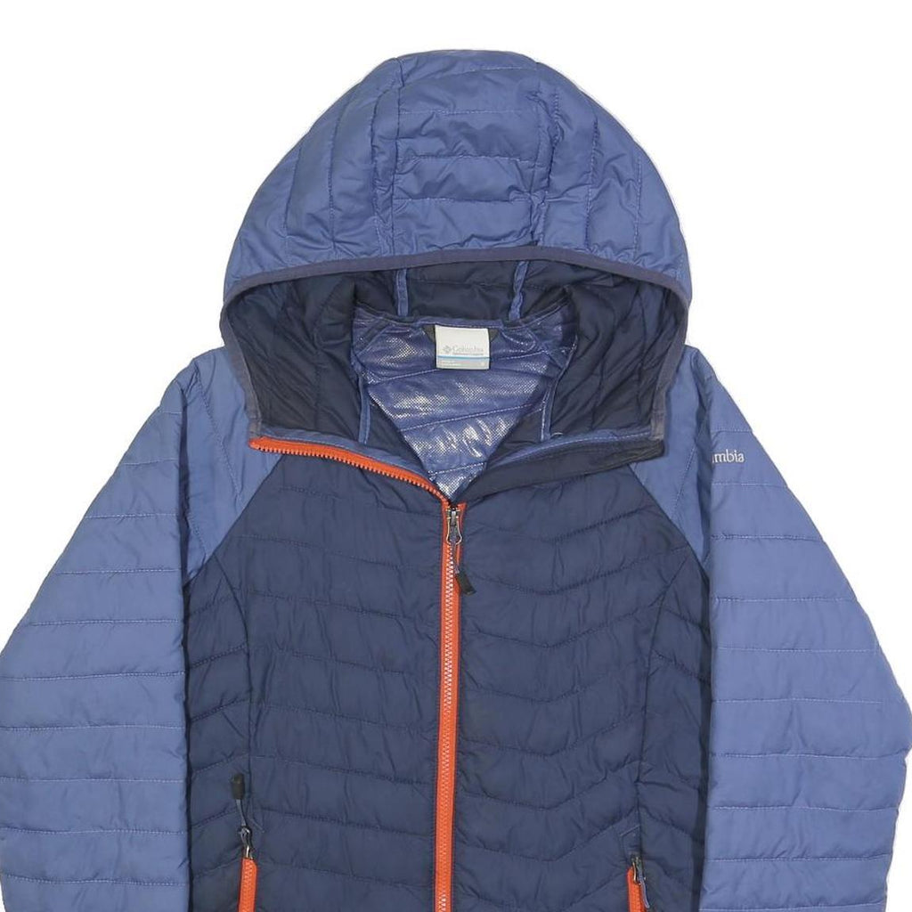 COLUMBIA Womens Blue & Navy Hooded Zip Jacket S Polyester Outdoor Casual Warm
