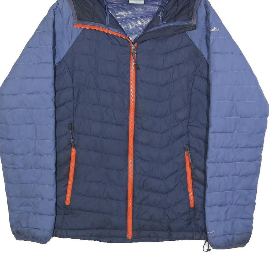 COLUMBIA Womens Blue & Navy Hooded Zip Jacket S Polyester Outdoor Casual Warm